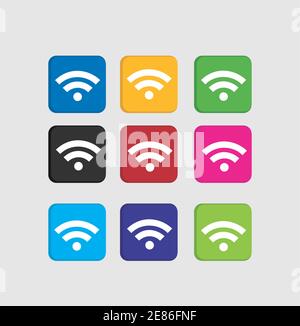 set colorful WiFi icon for smart phone application and web icon Stock Vector