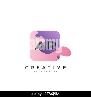 AR Initial Letter logo icon design template elements with wave colorful art Stock Vector