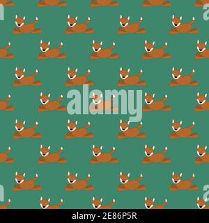 Cute Fox Seamless pattern. Cartoon Animals in forest background. Vector ...