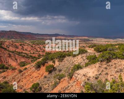 Storm clouds over the canyons,  Caprock Canyons State Park, Quitaque, Texas. Stock Photo