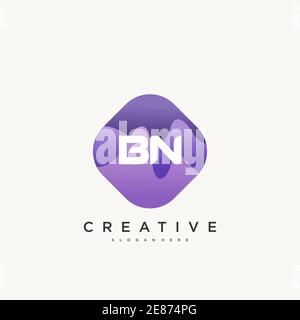 BN Initial Letter logo icon design template elements with wave colorful art Stock Vector