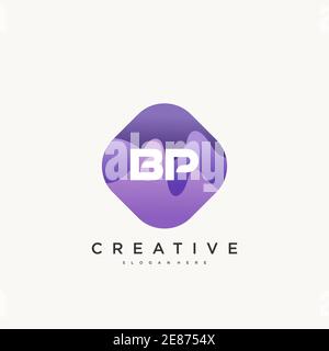 BP Initial Letter logo icon design template elements with wave colorful art Stock Vector