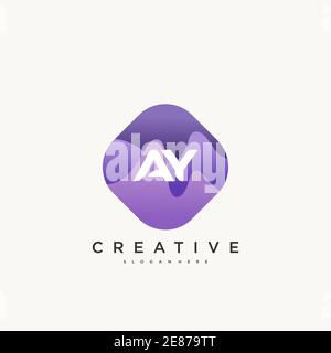 AY Initial Letter logo icon design template elements with wave colorful art Stock Vector