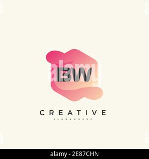 BW Initial Letter logo icon design template elements with wave colorful art Stock Vector