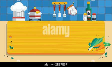 Kitchen Vector Illustration. Cooking Flat Symbols. Kitchen Utensils Design Set. Cooking Background Illustration. Stock Vector
