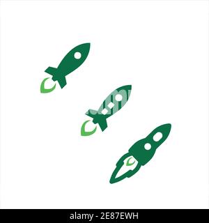 simple rocket launcher space ship vector logo and icon Stock Vector