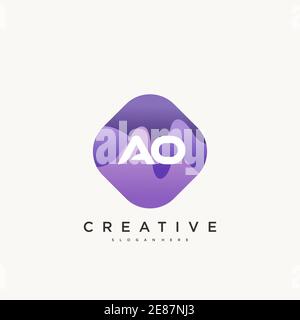 AO Initial Letter logo icon design template elements with wave colorful art Stock Vector