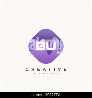 BU Initial Letter logo icon design template elements with wave colorful art Stock Vector