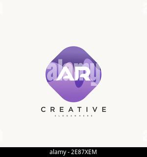 AR Initial Letter logo icon design template elements with wave colorful art Stock Vector
