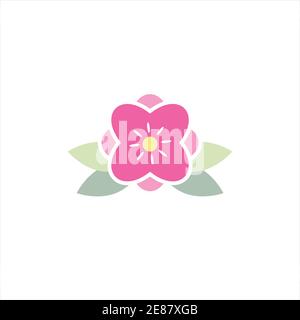 simple beautiful pink flower vector logo and icon Stock Vector