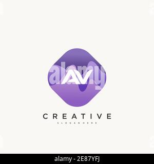 AV Initial Letter logo icon design template elements with wave colorful art Stock Vector