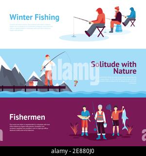 Ice fishing abstract concept vector illustration Stock Vector