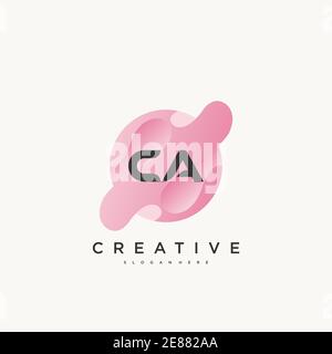 CA Initial Letter logo icon design template elements with wave colorful art Stock Vector