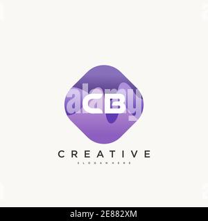 CB Initial Letter logo icon design template elements with wave colorful art Stock Vector