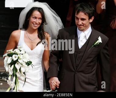 Emma Hadfield and Gary Neville at their wedding, Manchester Cathedral