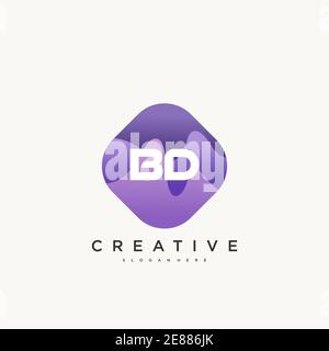 BD Initial Letter logo icon design template elements with wave colorful art Stock Vector