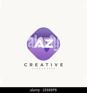 AZ Initial Letter logo icon design template elements with wave colorful art Stock Vector