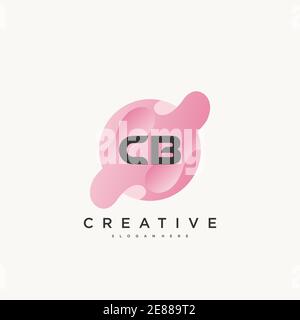 CB Initial Letter logo icon design template elements with wave colorful art Stock Vector