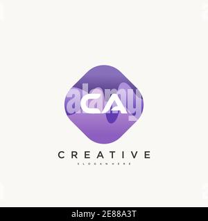 CA Initial Letter logo icon design template elements with wave colorful art Stock Vector