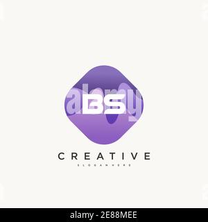 BS Initial Letter logo icon design template elements with wave colorful art Stock Vector