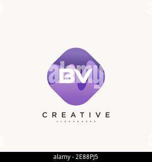 BV Initial Letter logo icon design template elements with wave colorful art Stock Vector