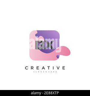 BX Initial Letter logo icon design template elements with wave colorful art Stock Vector