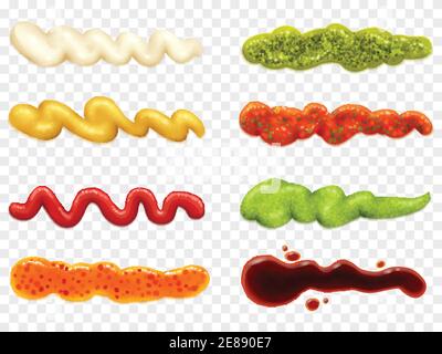 Color set icons depicting strips of different sauce vector illustration Stock Vector