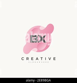 BX Initial Letter logo icon design template elements with wave colorful art Stock Vector