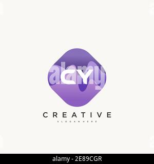 CY Initial Letter logo icon design template elements with wave colorful art Stock Vector