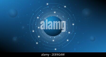 Abstract blue technology background.Digital hi-tech with circle and particles design.Vector illustration.Eps10 Stock Vector