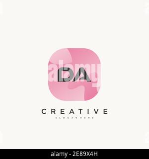 DA Initial Letter logo icon design template elements with wave colorful art Stock Vector