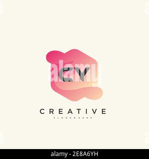CY Initial Letter logo icon design template elements with wave colorful art Stock Vector