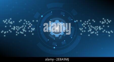 Blue technology background connection with gear wheel for network concept.Vector illustration.Eps10 Stock Vector