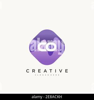 CO Initial Letter logo icon design template elements with wave colorful art Stock Vector