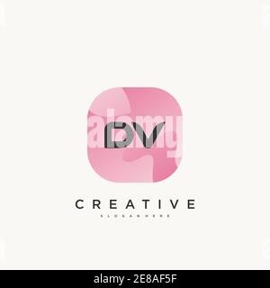 DV Initial Letter logo icon design template elements with wave colorful art Stock Vector