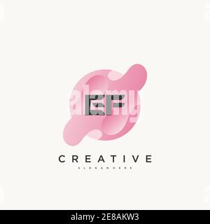 EF Initial Letter logo icon design template elements with wave colorful art Stock Vector