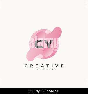 CY Initial Letter logo icon design template elements with wave colorful art Stock Vector