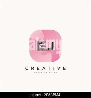 EJ Initial Letter logo icon design template elements with wave colorful art Stock Vector