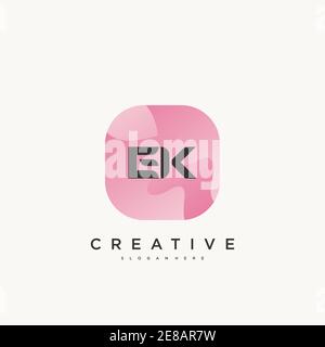 EK Initial Letter logo icon design template elements with wave colorful art Stock Vector