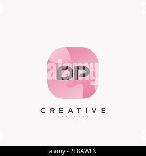 DP Initial Letter logo icon design template elements with wave colorful art Stock Vector