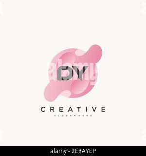 DY Initial Letter logo icon design template elements with wave colorful art Stock Vector