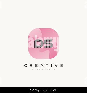 DS Initial Letter logo icon design template elements with wave colorful art Stock Vector