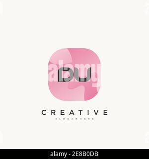 DU Initial Letter logo icon design template elements with wave colorful art Stock Vector