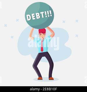 businessman in debt concept vector illustration in flat style Stock Vector