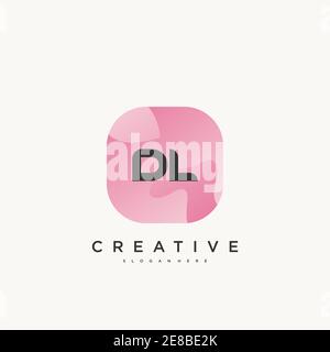DL Initial Letter logo icon design template elements with wave colorful art Stock Vector