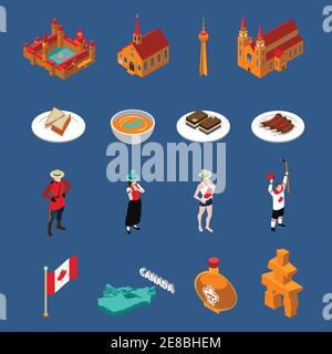 Canada Touristic Icons Set Vector Illustration Stock Vector