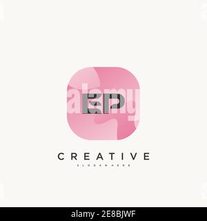 EP Initial Letter logo icon design template elements with wave colorful art Stock Vector
