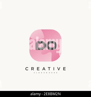 DO Initial Letter logo icon design template elements with wave colorful art Stock Vector