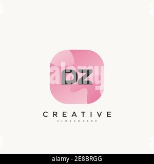 DZ Initial Letter logo icon design template elements with wave colorful art Stock Vector