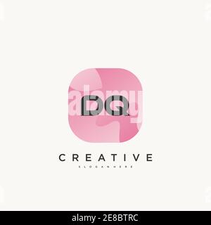 DQ Initial Letter logo icon design template elements with wave colorful art Stock Vector